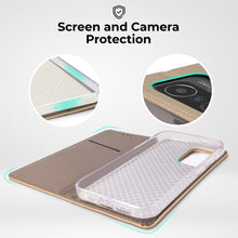 Charger l'image dans la galerie, Moozy Case Flip Cover for Xiaomi 11T and Xiaomi 11T Pro, Gold - Smart Magnetic Flip Case Flip Folio Wallet Case with Card Holder and Stand, Credit Card Slots, Kickstand Function