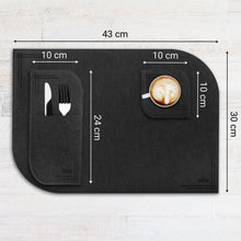 Załaduj obraz do przeglądarki galerii, VILSTO Felt Fabric Place Mats, Dining Table Dinner Sets, Placemats and Coasters Set with Cutlery Holder, 18 Piece Set, Kitchen Mat, Dark Grey