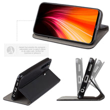 Załaduj obraz do przeglądarki galerii, Moozy Case Flip Cover for Xiaomi Redmi Note 8, Black - Smart Magnetic Flip Case with Card Holder and Stand