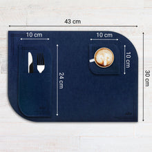 Cargar imagen en el visor de la galería, VILSTO Felt Fabric Place Mats, Dining Table Dinner Sets, Placemats and Coasters Set with Cutlery Holder, 18 Piece Set, Kitchen Mat, Dark Blue