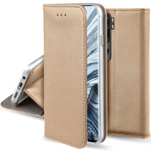 Carica l'immagine nel visualizzatore di Gallery, Moozy Case Flip Cover for Xiaomi Mi Note 10, Xiaomi Mi Note 10 Pro, Gold - Smart Magnetic Flip Case with Card Holder and Stand
