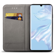 Cargar imagen en el visor de la galería, Moozy Case Flip Cover for Huawei P30 Pro, Black - Smart Magnetic Flip Case with Card Holder and Stand