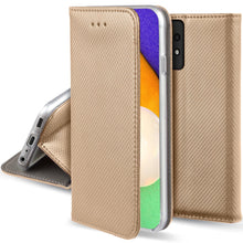 Cargar imagen en el visor de la galería, Moozy Case Flip Cover for Samsung A52, Samsung A52 5G, Gold - Smart Magnetic Flip Case Flip Folio Wallet Case