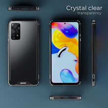 Afbeelding in Gallery-weergave laden, Moozy Xframe Shockproof Case for Xiaomi Redmi Note 11 and 11S - Black Rim Transparent Case, Double Colour Clear Hybrid Cover with Shock Absorbing TPU Rim