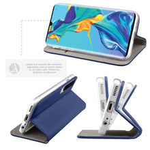 Ladda upp bild till gallerivisning, Moozy Case Flip Cover for Huawei P30, Dark Blue - Smart Magnetic Flip Case with Card Holder and Stand