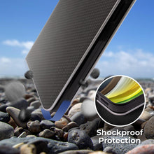 Ladda upp bild till gallerivisning, Moozy Wallet Case for iPhone SE 2020, iPhone 7, iPhone 8, Black Carbon – Metallic Edge Protection Magnetic Closure Flip Cover with Card Holder