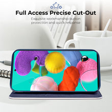 Ladda upp bild till gallerivisning, Moozy Wallet Case for Samsung A51, Dark Blue Carbon – Metallic Edge Protection Magnetic Closure Flip Cover with Card Holder