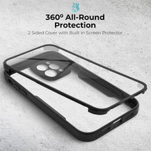 Ladda upp bild till gallerivisning, Moozy 360 Case for iPhone 14 Pro - Black Rim Transparent Case, Full Body Double-sided Protection, Cover with Built-in Screen Protector