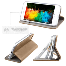 Load image into Gallery viewer, Moozy Case Flip Cover for iPhone 6s, iPhone 6, Gold - Smart Magnetic Flip Case with Card Holder and Stand