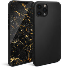 Carica l'immagine nel visualizzatore di Gallery, Moozy Minimalist Series Silicone Case for iPhone 12, iPhone 12 Pro, Black - Matte Finish Slim Soft TPU Cover