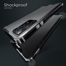 Afbeelding in Gallery-weergave laden, Moozy Xframe Shockproof Case for Xiaomi Redmi Note 11 and 11S - Black Rim Transparent Case, Double Colour Clear Hybrid Cover with Shock Absorbing TPU Rim