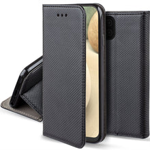 Charger l'image dans la galerie, Moozy Case Flip Cover for Samsung A12, Black - Smart Magnetic Flip Case with Card Holder and Stand