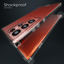 Ladda upp bild till gallerivisning, Moozy Xframe Shockproof Case for Samsung S22 Ultra - Transparent Rim Case, Double Colour Clear Hybrid Cover with Shock Absorbing TPU Rim