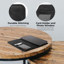 Ladda upp bild till gallerivisning, Moozy Marble Black Flip Case for iPhone X, iPhone XS - Flip Cover Magnetic Flip Folio Retro Wallet Case with Card Holder and Stand, Credit Card Slots, Kickstand Function