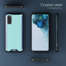 Charger l'image dans la galerie, Moozy Xframe Shockproof Case for Samsung S20 - Black Rim Transparent Case, Double Colour Clear Hybrid Cover with Shock Absorbing TPU Rim