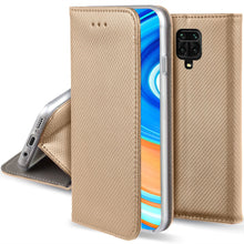 Lade das Bild in den Galerie-Viewer, Moozy Case Flip Cover for Xiaomi Redmi Note 9S and Xiaomi Redmi Note 9 Pro, Gold - Smart Magnetic Flip Case with Card Holder and Stand