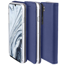 Carica l'immagine nel visualizzatore di Gallery, Moozy Case Flip Cover for Xiaomi Mi Note 10, Xiaomi Mi Note 10 Pro, Dark Blue - Smart Magnetic Flip Case with Card Holder and Stand