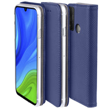 Afbeelding in Gallery-weergave laden, Moozy Case Flip Cover for Huawei P Smart 2020, Dark Blue - Smart Magnetic Flip Case with Card Holder and Stand