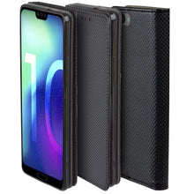 Carica l'immagine nel visualizzatore di Gallery, Moozy Case Flip Cover for Huawei Honor 10, Black - Smart Magnetic Flip Case with Card Holder and Stand