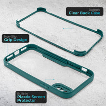 Afbeelding in Gallery-weergave laden, Moozy 360 Case for iPhone X / iPhone XS - Green Rim Transparent Case, Full Body Double-sided Protection, Cover with Built-in Screen Protector