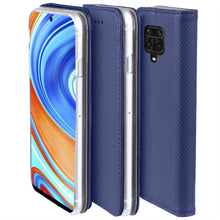 Lade das Bild in den Galerie-Viewer, Moozy Case Flip Cover for Xiaomi Redmi Note 9S and Xiaomi Redmi Note 9 Pro, Dark Blue - Smart Magnetic Flip Case with Card Holder and Stand