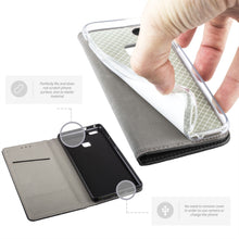 Ladda upp bild till gallerivisning, Moozy Case Flip Cover for Huawei P9 Lite, Black - Smart Magnetic Flip Case with Card Holder and Stand