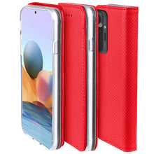 Load image into Gallery viewer, Moozy Case Flip Cover for Xiaomi Redmi Note 10 Pro and Redmi Note 10 Pro Max, Red - Smart Magnetic Flip Case Flip Folio Wallet Case