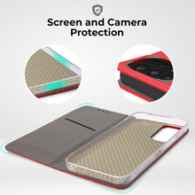 Cargar imagen en el visor de la galería, Moozy Case Flip Cover for Samsung A13 4G, Red - Smart Magnetic Flip Case Flip Folio Wallet Case with Card Holder and Stand, Credit Card Slots, Kickstand Function