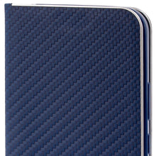 Cargar imagen en el visor de la galería, Moozy Wallet Case for Xiaomi 11T and 11T Pro, Dark Blue Carbon - Flip Case with Metallic Border Design Magnetic Closure Flip Cover with Card Holder and Kickstand Function