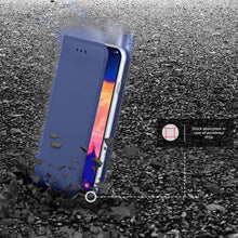 Załaduj obraz do przeglądarki galerii, Moozy Case Flip Cover for Samsung A10, Dark Blue - Smart Magnetic Flip Case with Card Holder and Stand