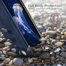 Ladda upp bild till gallerivisning, Moozy Marble Blue Flip Case for iPhone 12, iPhone 12 Pro - Flip Cover Magnetic Flip Folio Retro Wallet Case