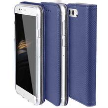 Ladda upp bild till gallerivisning, Moozy Case Flip Cover for Huawei P10, Dark Blue - Smart Magnetic Flip Case with Card Holder and Stand