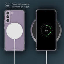 Ladda upp bild till gallerivisning, Moozy Xframe Shockproof Case for Samsung S21 FE - Transparent Rim Case, Double Colour Clear Hybrid Cover with Shock Absorbing TPU Rim