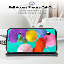 Ladda upp bild till gallerivisning, Moozy Wallet Case for Samsung A51, Black Carbon – Metallic Edge Protection Magnetic Closure Flip Cover with Card Holder