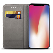 Lade das Bild in den Galerie-Viewer, Moozy Case Flip Cover for iPhone X, iPhone XS, Black - Smart Magnetic Flip Case with Card Holder and Stand