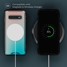 Charger l'image dans la galerie, Moozy Xframe Shockproof Case for Samsung S10 - Black Rim Transparent Case, Double Colour Clear Hybrid Cover with Shock Absorbing TPU Rim