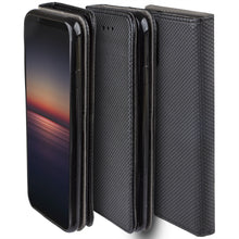 Load image into Gallery viewer, Moozy Case Flip Cover for Sony Xperia 1 II, Black - Smart Magnetic Flip Case with Card Holder and Stand