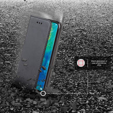 Ladda upp bild till gallerivisning, Moozy Case Flip Cover for Huawei Mate 20 Pro, Black - Smart Magnetic Flip Case with Card Holder and Stand