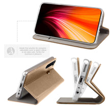 Załaduj obraz do przeglądarki galerii, Moozy Case Flip Cover for Xiaomi Redmi Note 8, Gold - Smart Magnetic Flip Case with Card Holder and Stand