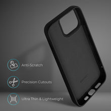Cargar imagen en el visor de la galería, Moozy Lifestyle. Silicone Case for iPhone 14 Pro, Black - Liquid Silicone Lightweight Cover with Matte Finish and Soft Microfiber Lining, Premium Silicone Case