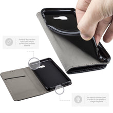 Load image into Gallery viewer, Moozy Case Flip Cover for Samsung A5 2017, Black - Smart Magnetic Flip Case with Card Holder and Stand