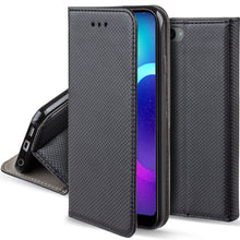 Carica l'immagine nel visualizzatore di Gallery, Moozy Case Flip Cover for Huawei Honor 10, Black - Smart Magnetic Flip Case with Card Holder and Stand