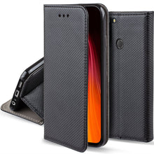 Załaduj obraz do przeglądarki galerii, Moozy Case Flip Cover for Xiaomi Redmi Note 8, Black - Smart Magnetic Flip Case with Card Holder and Stand