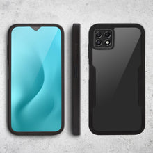 Ladda upp bild till gallerivisning, Moozy 360 Case for Samsung A22 5G - Black Rim Transparent Case, Full Body Double-sided Protection, Cover with Built-in Screen Protector
