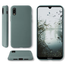 Afbeelding in Gallery-weergave laden, Moozy Minimalist Series Silicone Case for Huawei Y6 2019, Blue Grey - Matte Finish Slim Soft TPU Cover