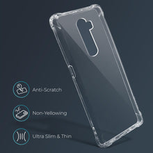 Ladda upp bild till gallerivisning, Moozy Shock Proof Silicone Case for Oppo Reno 2 - Transparent Crystal Clear Phone Case Soft TPU Cover