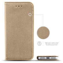 Afbeelding in Gallery-weergave laden, Moozy Case Flip Cover for Huawei P9 Lite, Gold - Smart Magnetic Flip Case with Card Holder and Stand