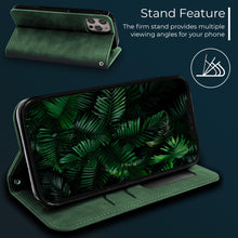 Ladda upp bild till gallerivisning, Moozy Marble Green Flip Case for iPhone 12, iPhone 12 Pro - Flip Cover Magnetic Flip Folio Retro Wallet Case