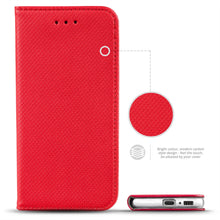 Załaduj obraz do przeglądarki galerii, Moozy Case Flip Cover for Samsung S10 Lite, Red - Smart Magnetic Flip Case with Card Holder and Stand