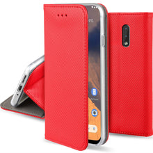 Load image into Gallery viewer, Moozy Case Flip Cover for Nokia 2.3, Red - Smart Magnetic Flip Case with Card Holder and Stand